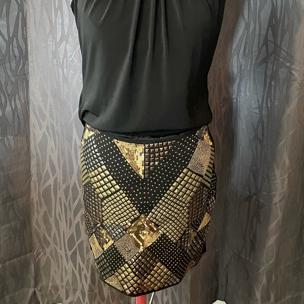 Guess mini skirt, black with sequins and jewels